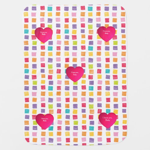 I Love You Heart Colorful Pattern Baby Blanket