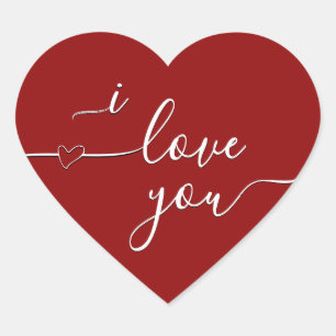 i love you heart fancy script on classy red  heart sticker