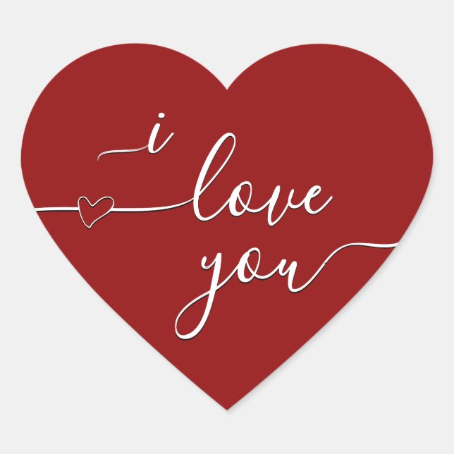 i love you heart fancy script on classy red  sticker (Front)