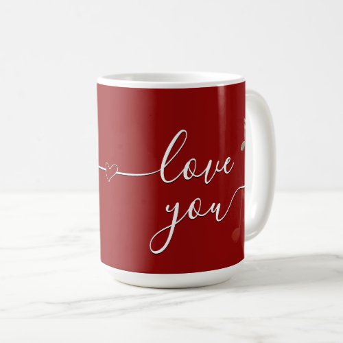 i love you heart fancy script with music notes coffee mug