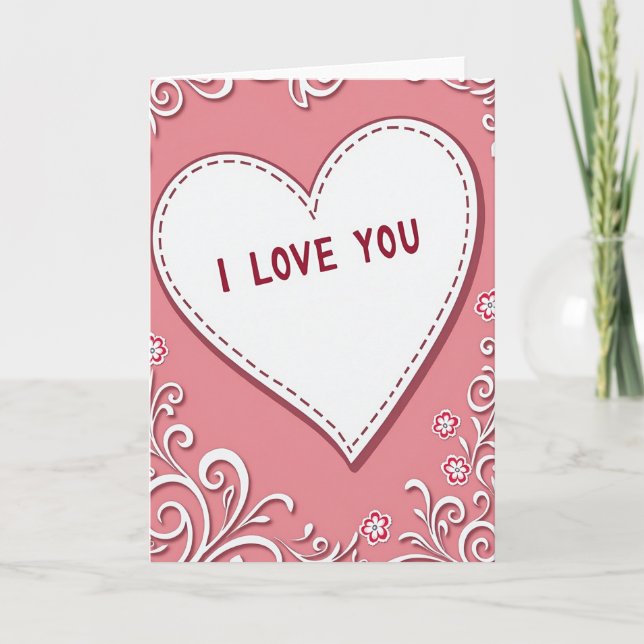 I Love You Heart Floral Card (Front)