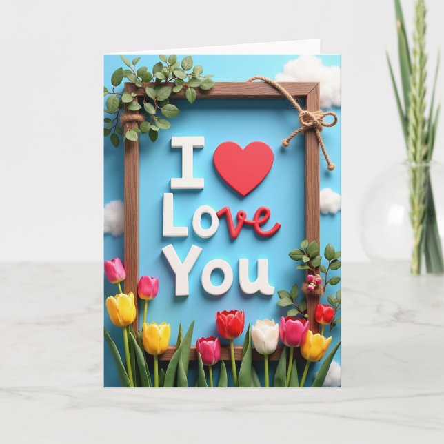 I Love You Heart Frame Art Card (Front)