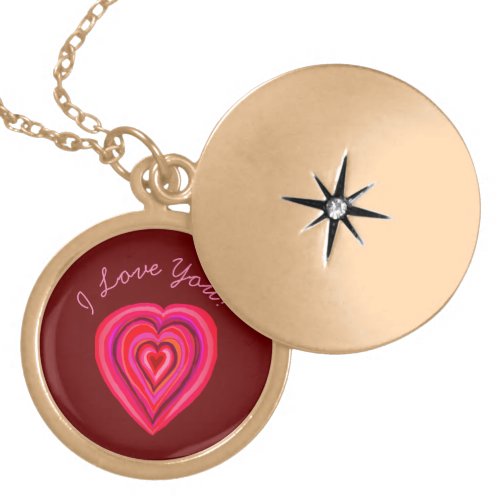 I love you heart gold plated necklace