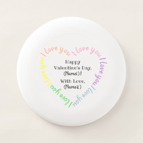 I love you Heart in Pastels Valentines Wham_O Frisbee