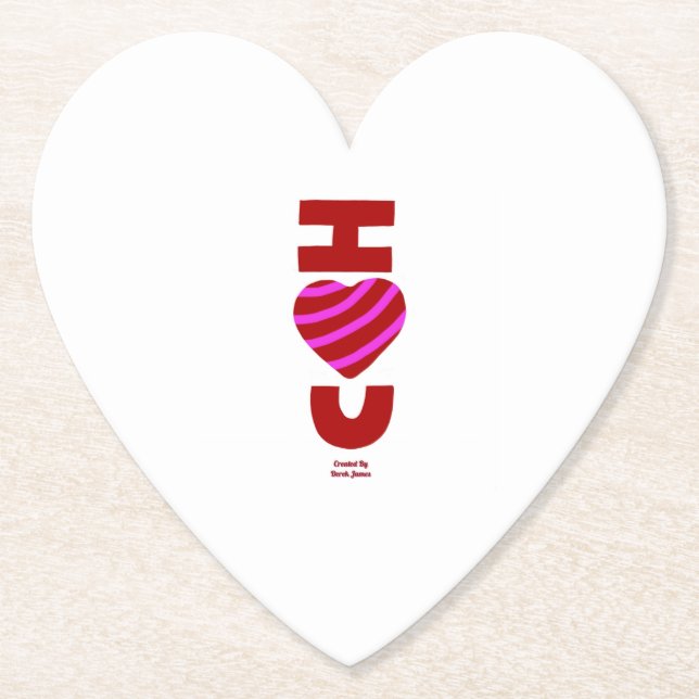 I Love You Heart Paper Coaster (Front)