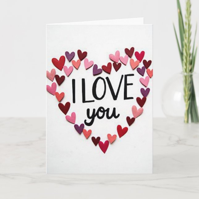 I Love You Heart Pattern Card (Front)
