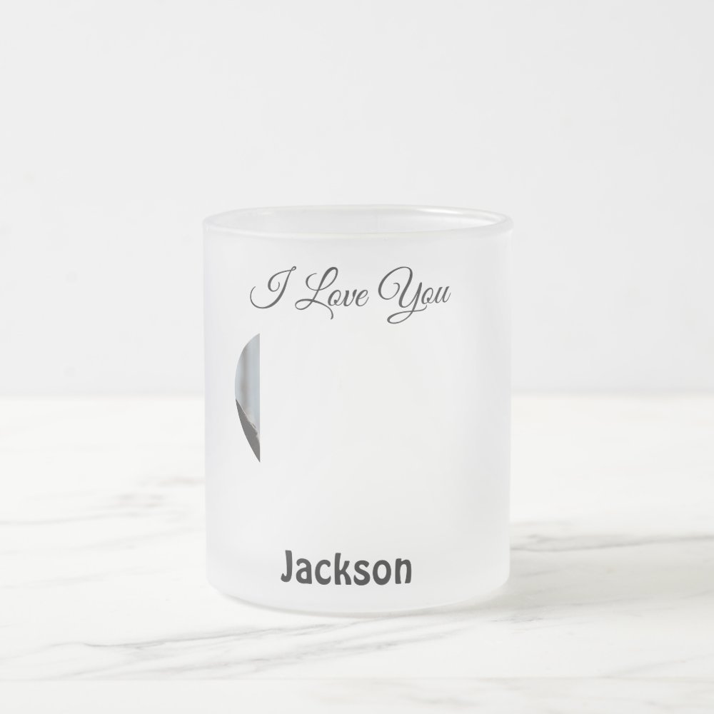 I Love You Heart Personalize Frosted Glass Coffee Mug