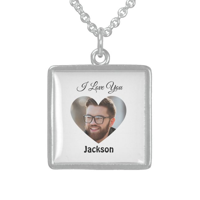 I Love You Heart Personalize Sterling Silver Necklace (Front)
