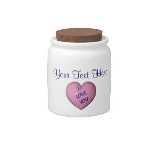 I Love You Heart Personalized Candy Jar