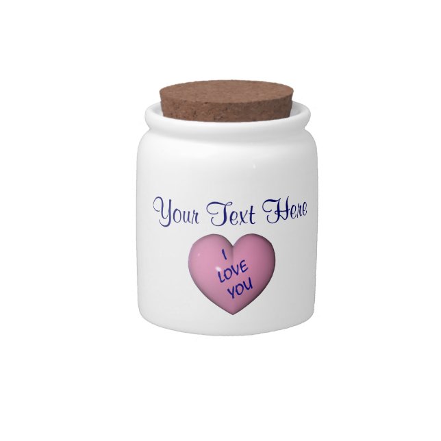 I Love You Heart Personalized Candy Jar (Front)