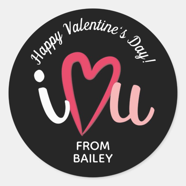 I Love You Heart Valentine's Day Classic Round Sticker (Front)