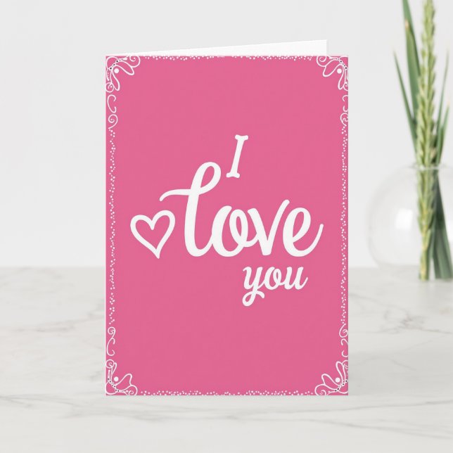 I Love You Heart White Script Card (Front)