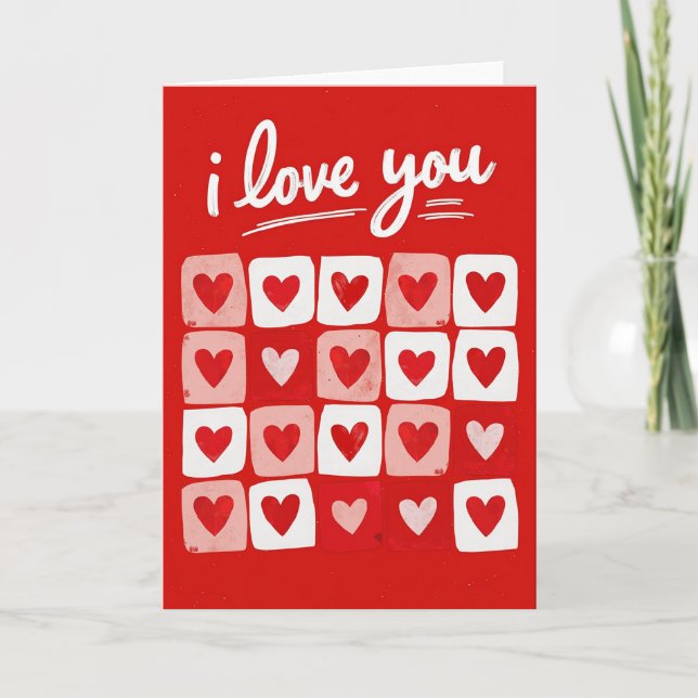 I Love You Heartfelt Grid Card (Front)
