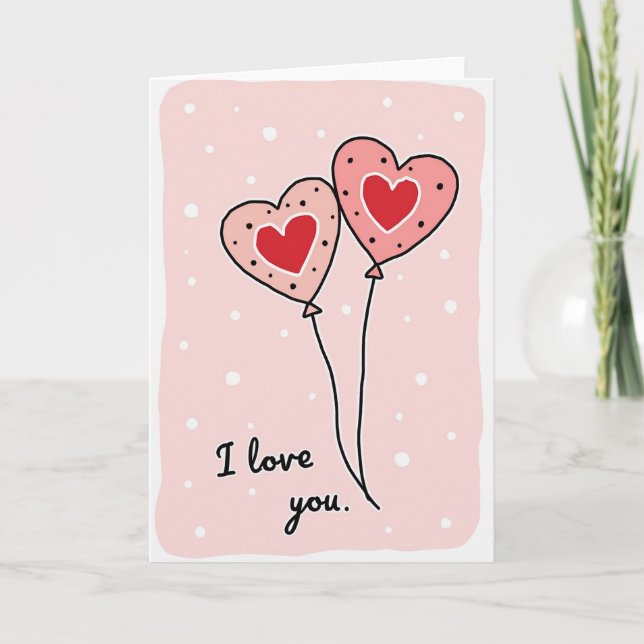 I Love You Hearts Balloons Card (Front)