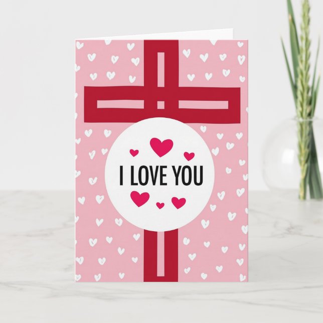 I Love You Hearts Christian Card (Front)