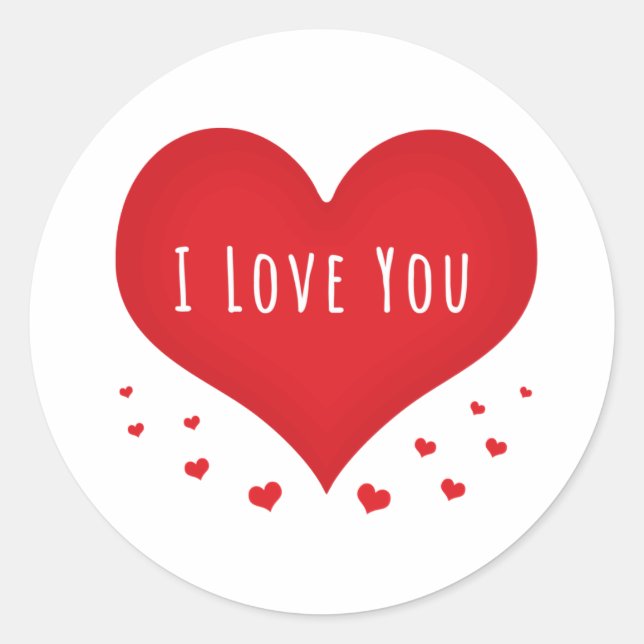 I love you hearts classic round sticker (Front)