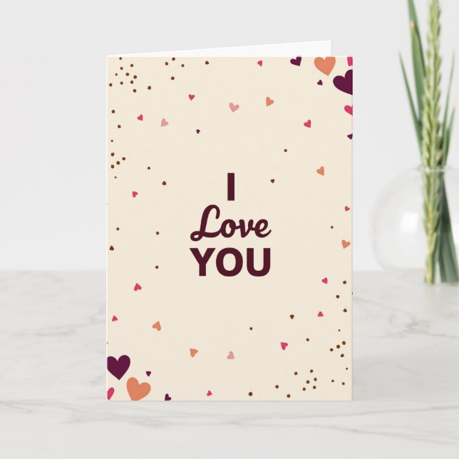 I Love You Hearts Confetti Card (Front)