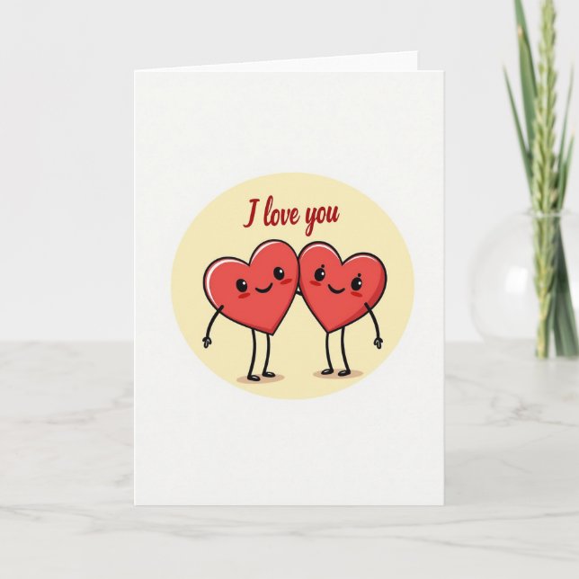 I Love You Hearts Couple Card (Front)