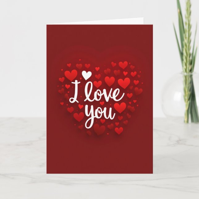 I Love You Hearts Embossed Card (Front)