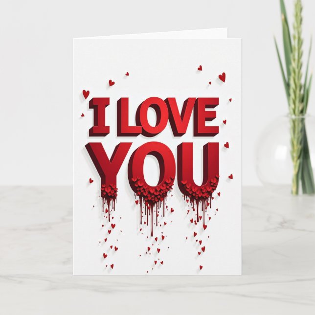 I Love You Hearts Flow Red Card (Front)