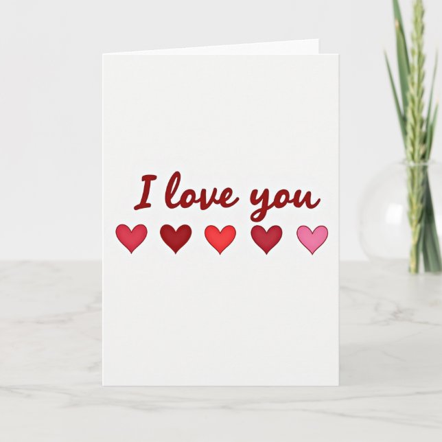 I Love You Hearts Glossy Card (Front)