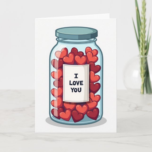 I Love You Hearts Jar Card (Front)