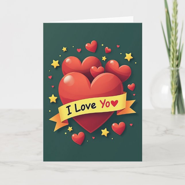 I Love You Hearts Message Card (Front)