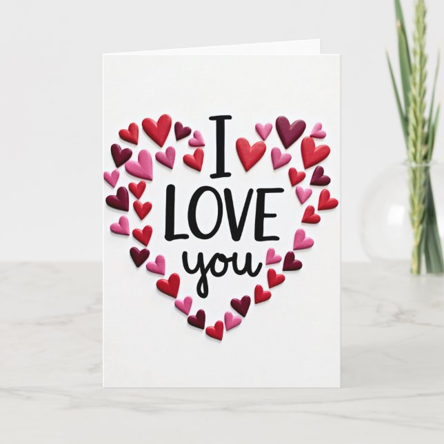 I Love You Hearts Pattern Card (Front)