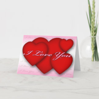 I Love You (hearts) Pink Holiday Card