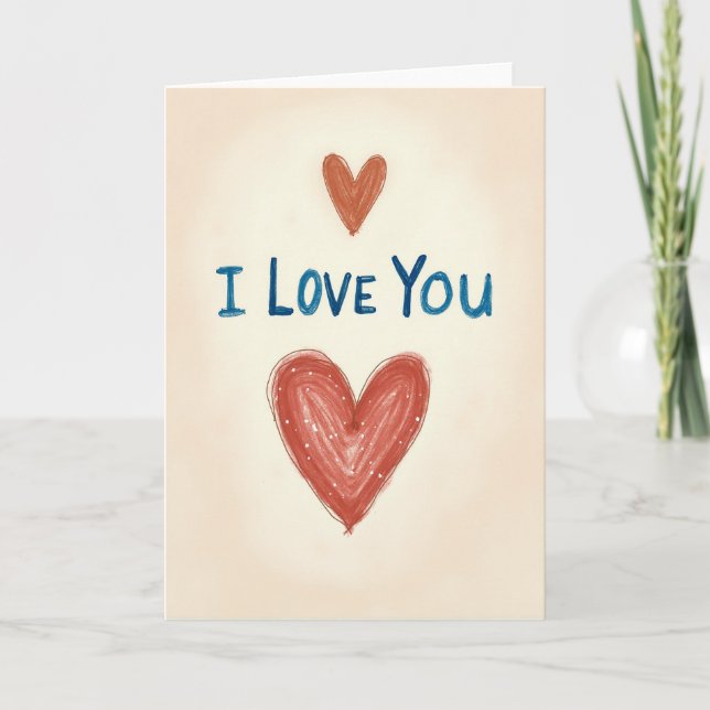 I Love You Hearts Simple Art Card (Front)