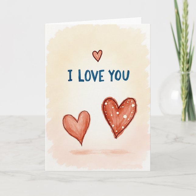 I Love You Hearts Simple Card (Front)
