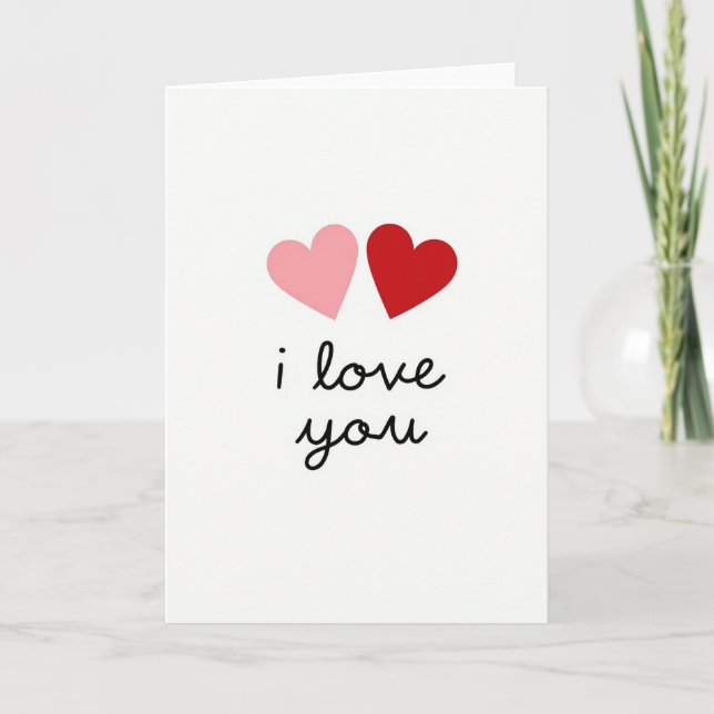 I Love You Hearts Smooth Card (Front)