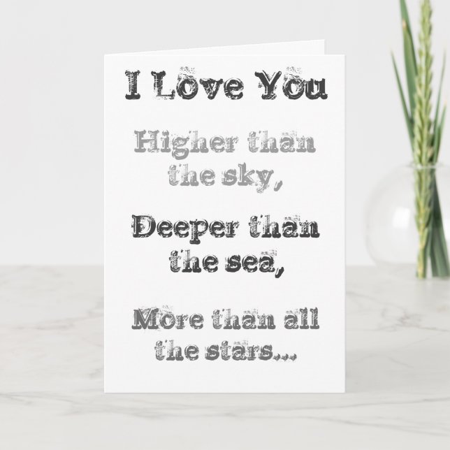 I love you higher than the sky... Greeting Card (Front)
