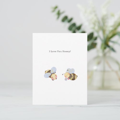 I Love You Honey Bee Illustration Quote Card