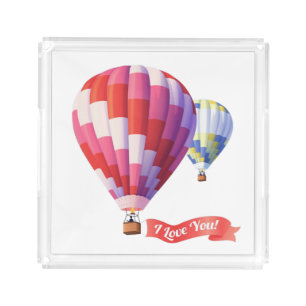 I Love You Hot Air Balloon Cute Acrylic Tray