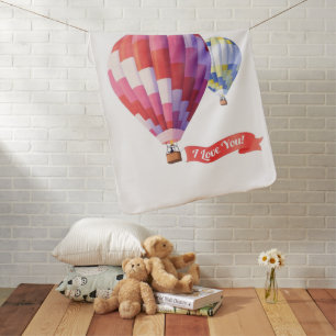 I Love You Hot Air Balloon Cute Baby Blanket