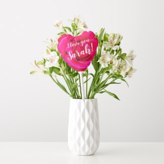 I Love You Hot Pink Rose with Name