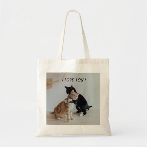 I Love You Hugging Cats Tote Bag _ Cute  Romantic