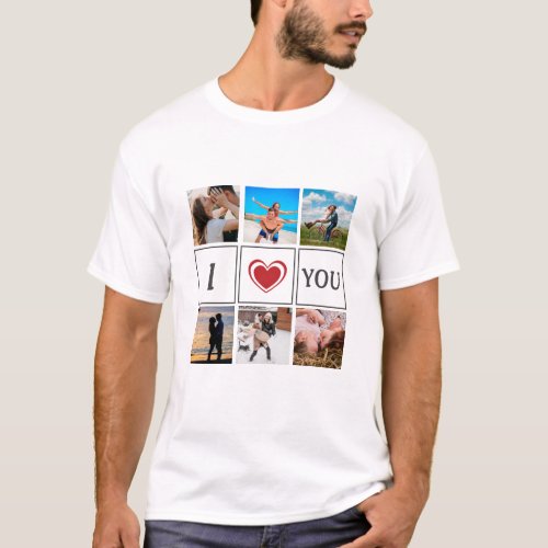 I love you I heart my girlfriend photo collage  T_ T_Shirt