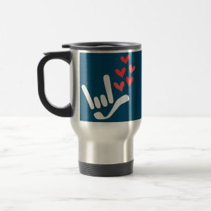 I Love You ILY American Sign Language Talking Travel Mug