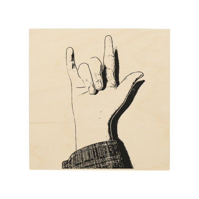 I Love You in ASL  Wood Wall Art (Front)