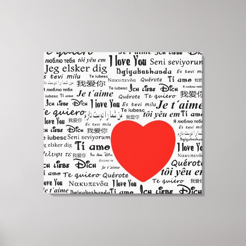 I love you in different languages canvas print