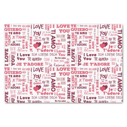 I Love You In Different Languages  Holidays Tissue Paper