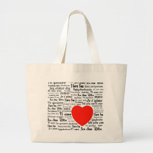 I love you in different languages large tote bag
