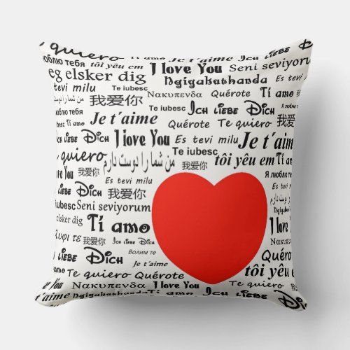 I love you in different languages throw pillow
