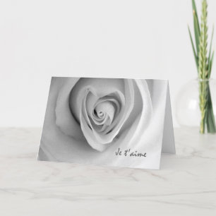 I Love You in French Heart Rose Petals Card