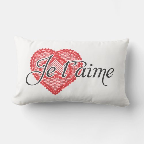 I love you in French _ Je taime Lumbar Pillow