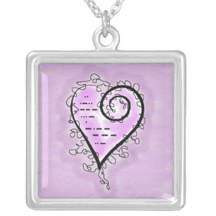 I Love You in Morse Code Scroll Heart Necklace