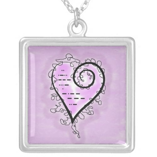 I Love You in Morse Code Scroll Heart Necklace
