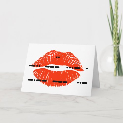 I Love You in Morse Code with Lipstick Print Card